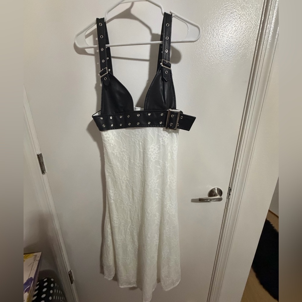 Elegant Black and White Lace Dress